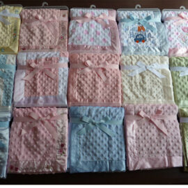 Bubble-Quilted Embroidered Satin Blanket